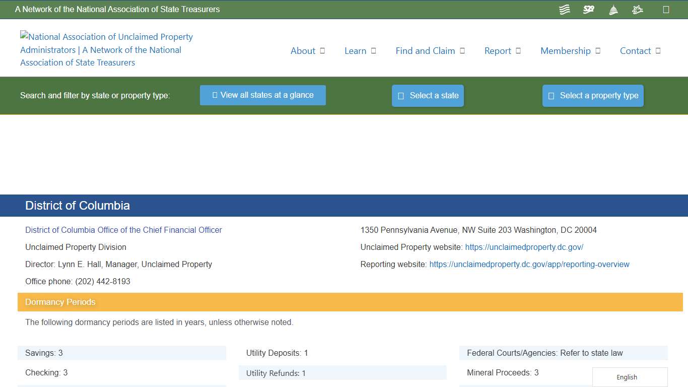 District of Columbia – National Association of Unclaimed Property Administrators (NAUPA)